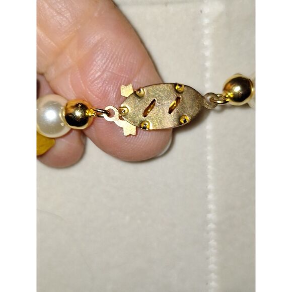 A Vintage Women's Necklace Tiger Eye Chips Faux Pearls Exquisite Luxurious - Picture 8 of 10